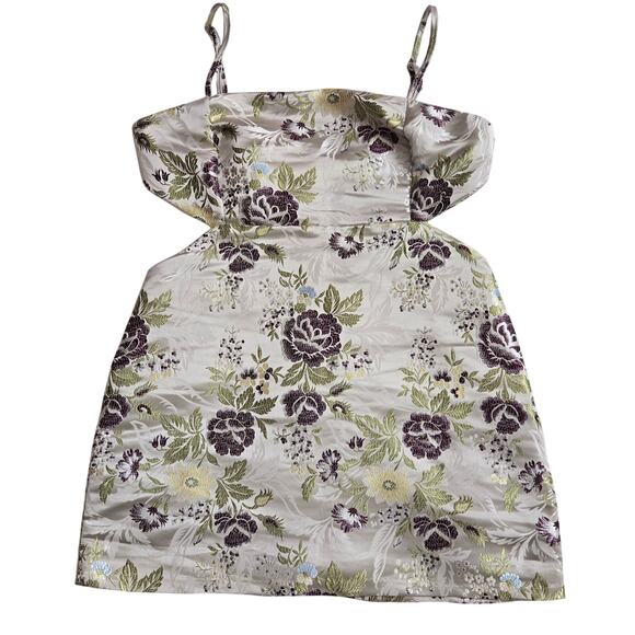 Lulus Cottage Fairy Whimsical Romantic Babydoll Satin Floral Jacquard Mini XL - Picture 3 of 11